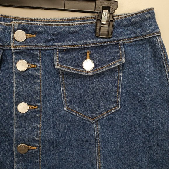 Ann Taylor LOFT Denim Skirt Women's Size 10 Blue Jean Button Front A Line Mini - Picture 5 of 9